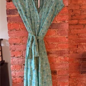 LC Lauren Conrad Teal Palm Tree Midi Dress